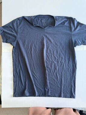 Fresh Clean Tees V-Neck Crew T-Shirt in Slate Blue